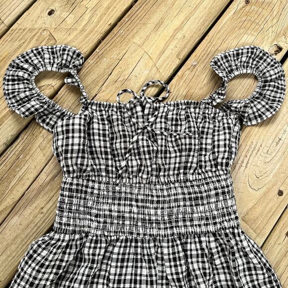 WAYF Black And White Gingham Fit & Flare Mini Dress Size XS - Picture 3 of 9
